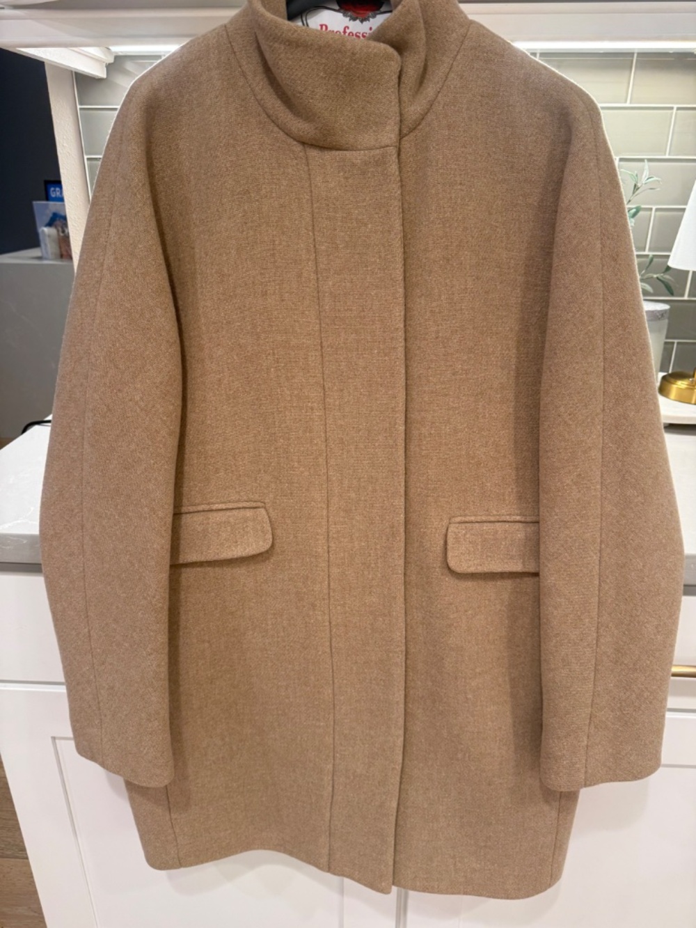 J. Crew Camel Cocoon Coat | Italian Stadium Cloth by Nello Gori | Size: 10 Tall - Picture 5 of 6
